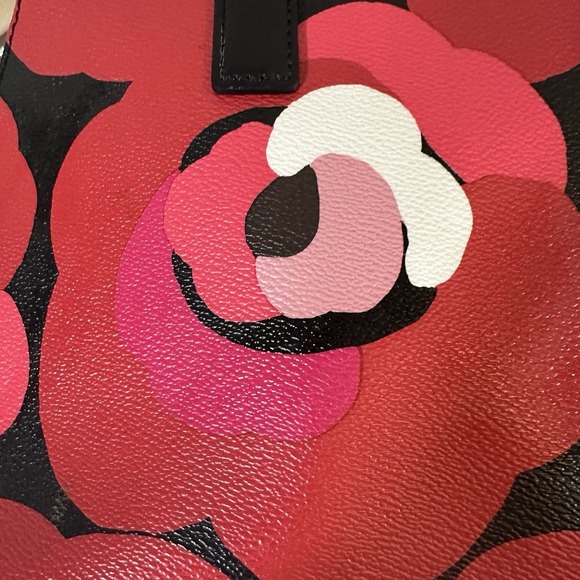 Kate Spade Ellison Avenue Satchel Bag Zip Purse Deco Rose Orient Red Floral EUC - Picture 4 of 12